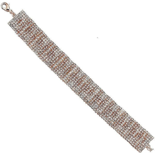 Nine Lines Wide Rhinestone Link Bracelet