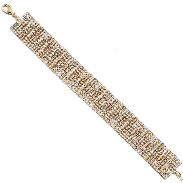 Nine Lines Wide Rhinestone Link Bracelet
