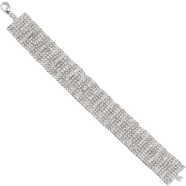 Nine Lines Wide Rhinestone Link Bracelet