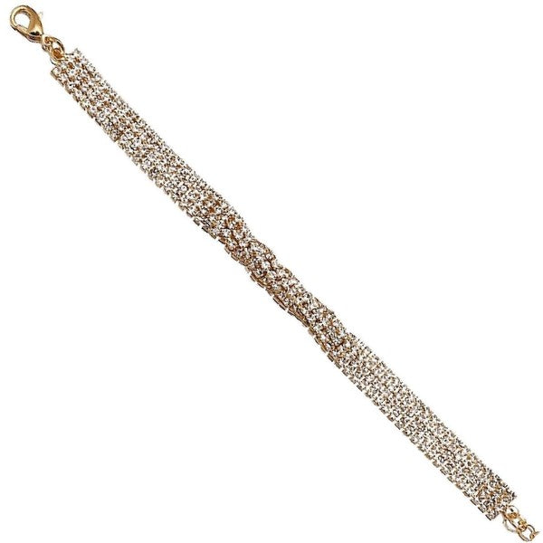 Four Lines Twisted Rhinestone Link Bracelet