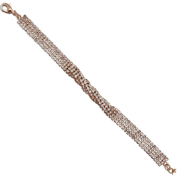 Four Lines Twisted Rhinestone Link Bracelet