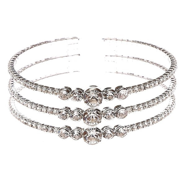 Bold Halo 3 Row Mesh Rhinestone Wrap Bracelet