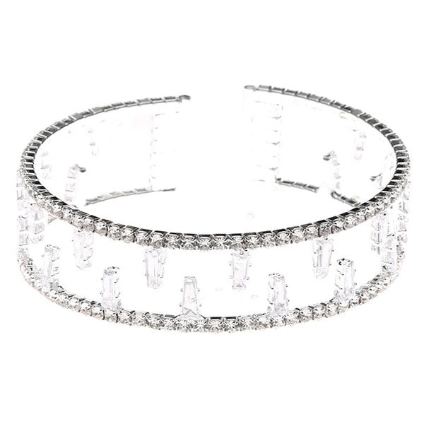 Baquette Cubic Zirconia Mesh Spring Wrap Bracelet