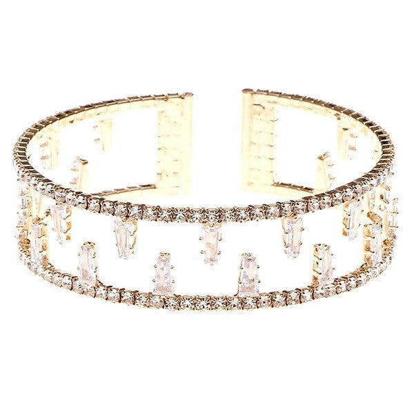 Baquette Cubic Zirconia Mesh Spring Wrap Bracelet