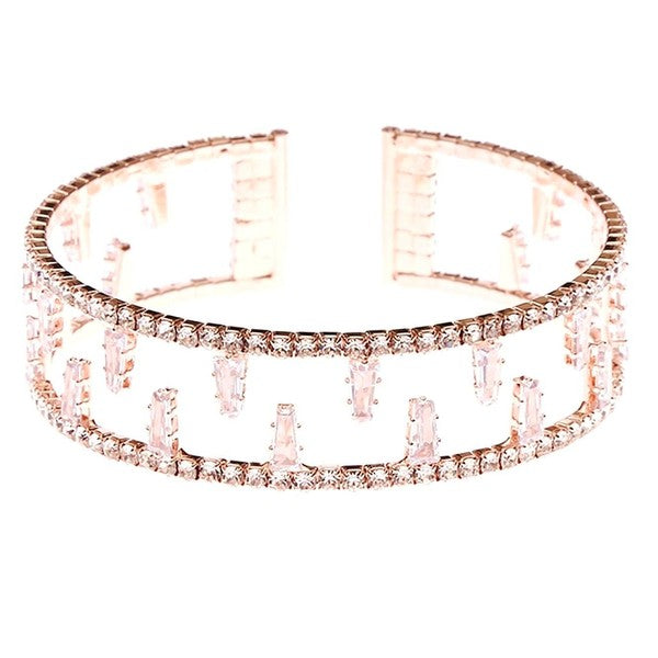Baquette Cubic Zirconia Mesh Spring Wrap Bracelet