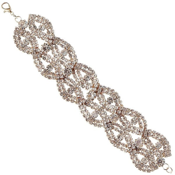 Sophisticated Circle Rhinestone Link Bracelet