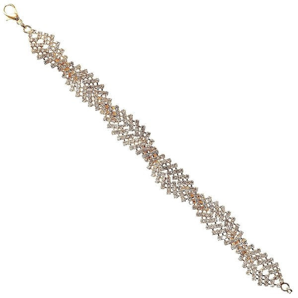 Two Twist Lines Cross Rhinestone Link Bracelet