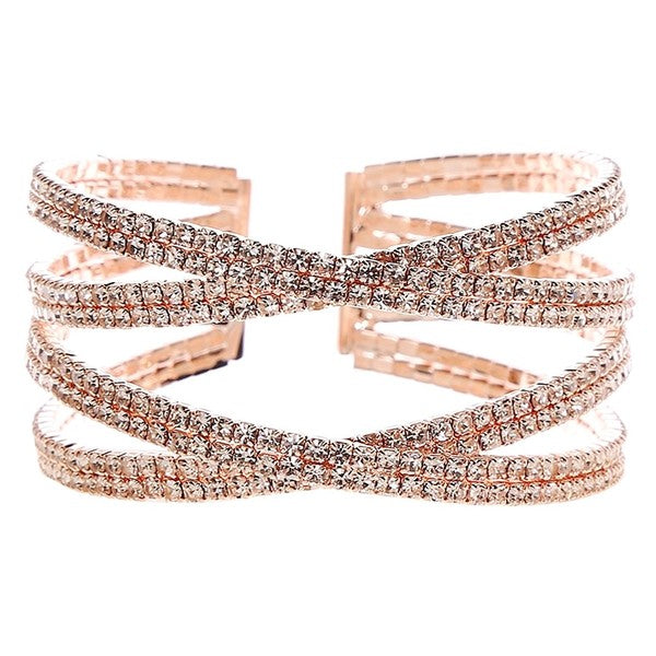 Double Cross X Rhinestone Spring Wrap Bracelet