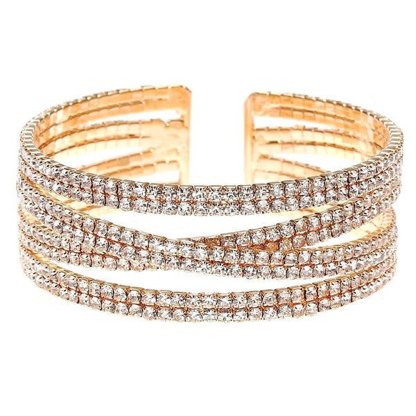 X Lines Glamorous Rhinestone Spring Wrap Bracelet