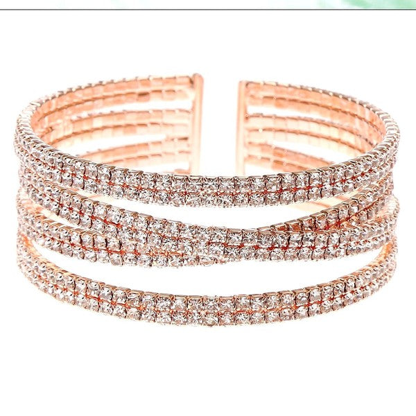 X Lines Glamorous Rhinestone Spring Wrap Bracelet