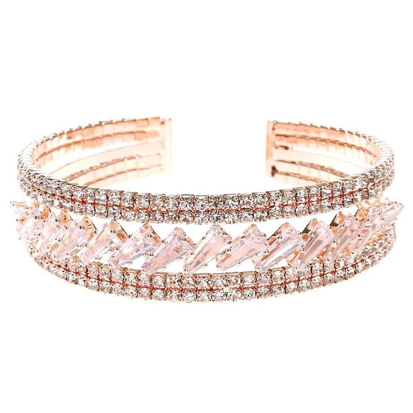 Bold Lines Baquette Cubic Zirconia Spring Bracelet