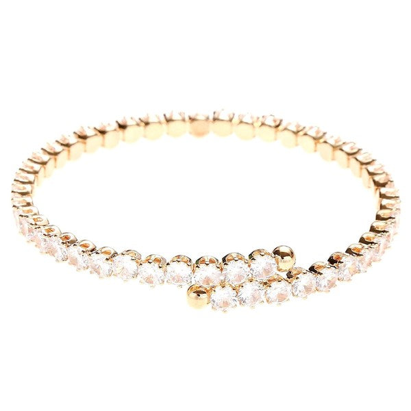Slingle Line Crown Rhinestone Spring Wrap Bracelet