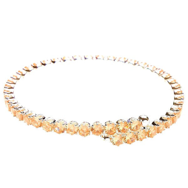 Slingle Line Crown Rhinestone Spring Wrap Bracelet