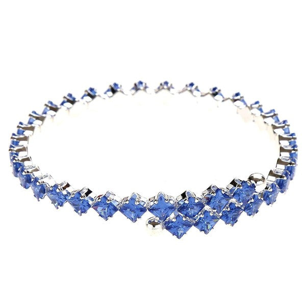 Slingle Line Halo Square Rhinestone Wrap Bracelet