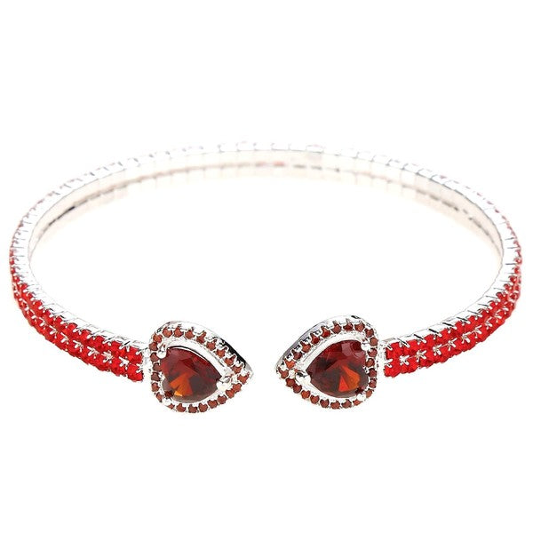 Double Heart End Rhinestone Spring Wrap Bracelet