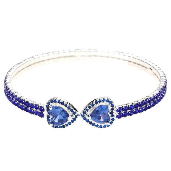Double Heart End Rhinestone Spring Wrap Bracelet