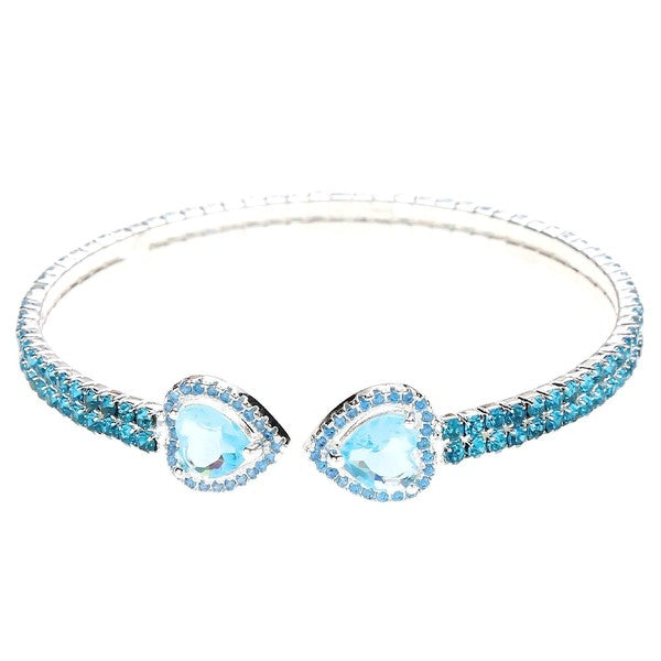 Double Heart End Rhinestone Spring Wrap Bracelet