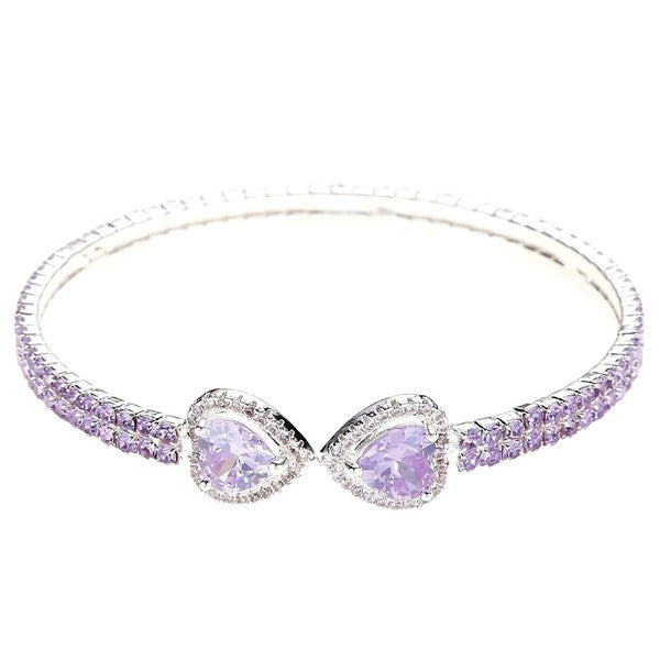 Double Heart End Rhinestone Spring Wrap Bracelet