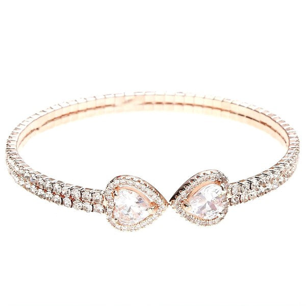 Double Heart End Rhinestone Spring Wrap Bracelet