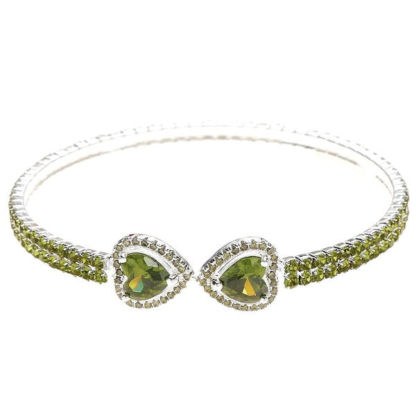 Double Heart End Rhinestone Spring Wrap Bracelet