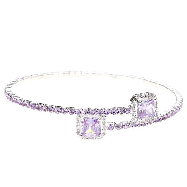 Double Square End Rhinestone Spring Wrap Bracelet