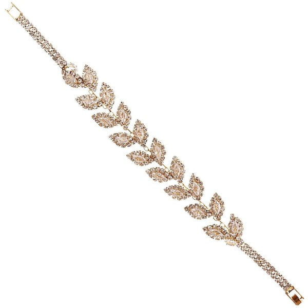 Marquise Oval Leaves CZ Spring Wrap Bracelet
