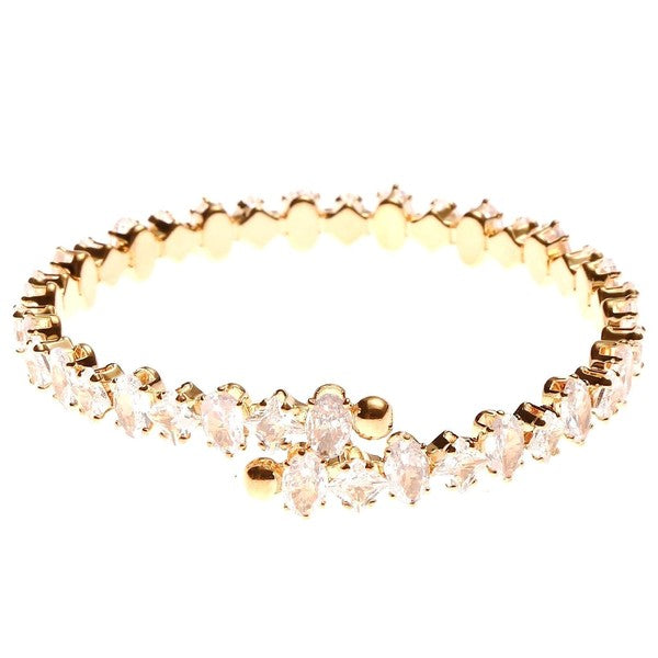 Marquise Oval Sole Line CZ Spring Wrap Bracelet