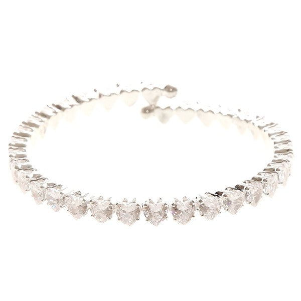 Heart Connect Sole Line CZ Spring Wrap Bracelet