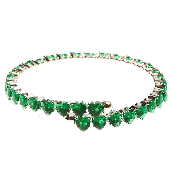Heart Connect Sole Line CZ Spring Wrap Bracelet