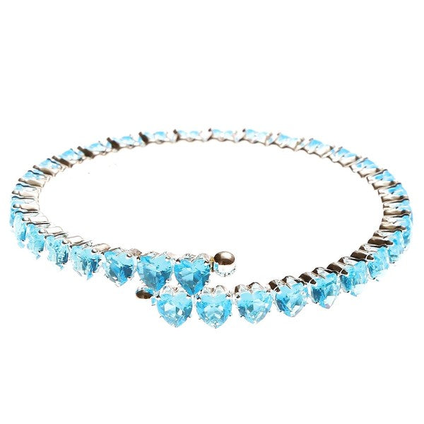 Heart Connect Sole Line CZ Spring Wrap Bracelet