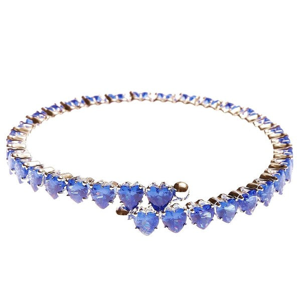 Heart Connect Sole Line CZ Spring Wrap Bracelet