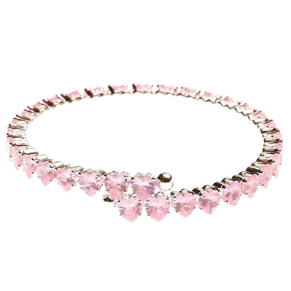 Heart Connect Sole Line CZ Spring Wrap Bracelet