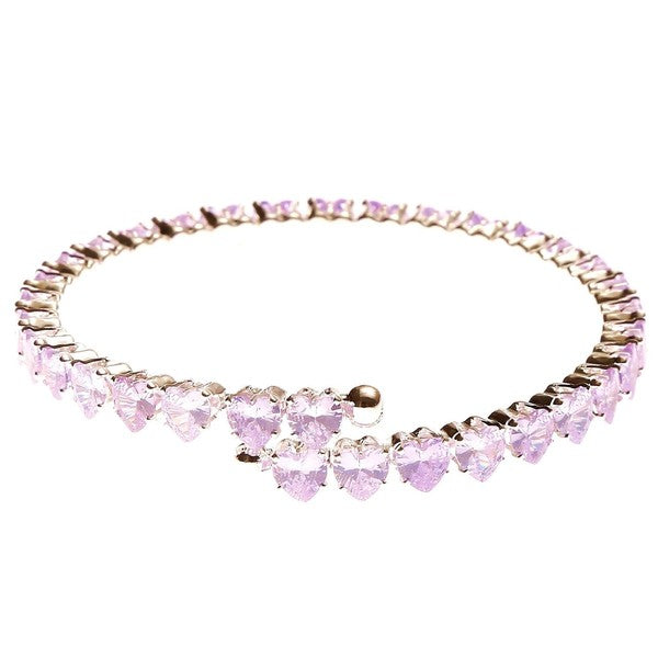 Heart Connect Sole Line CZ Spring Wrap Bracelet