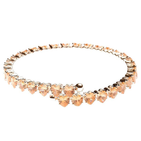 Heart Connect Sole Line CZ Spring Wrap Bracelet