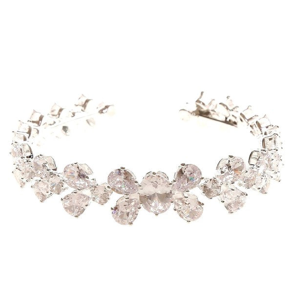 Flower Oval Cubic Zirconia Spring Wrap Bracelet