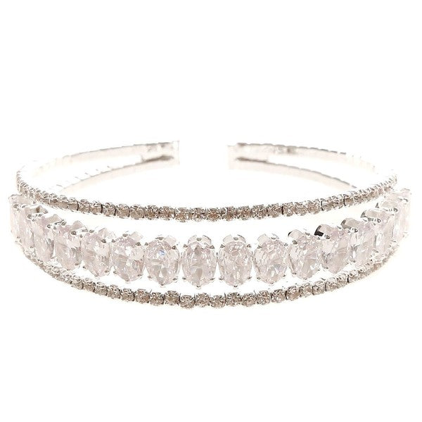 Oval Crown Foot Cubic Zirconia Spring Bracelet