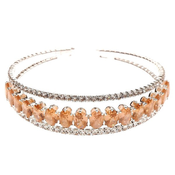 Oval Crown Foot Cubic Zirconia Spring Bracelet