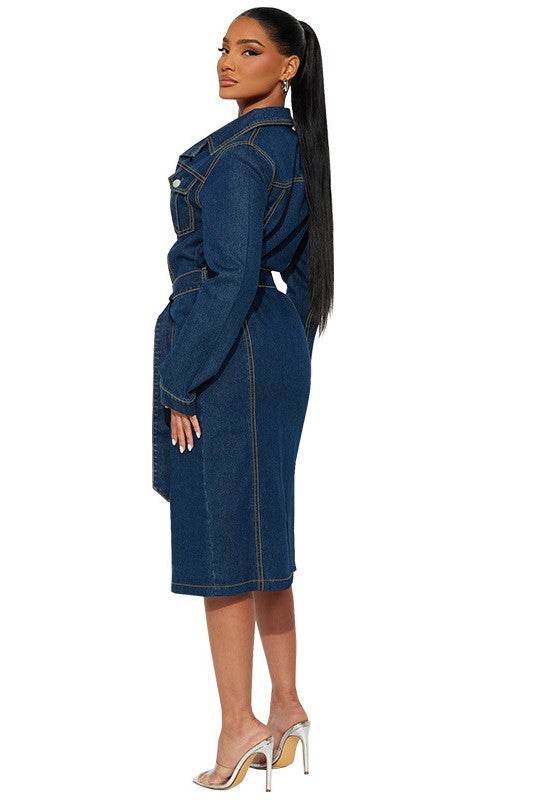 WOMEN FASHION DENIM LONG MAXI DRESS