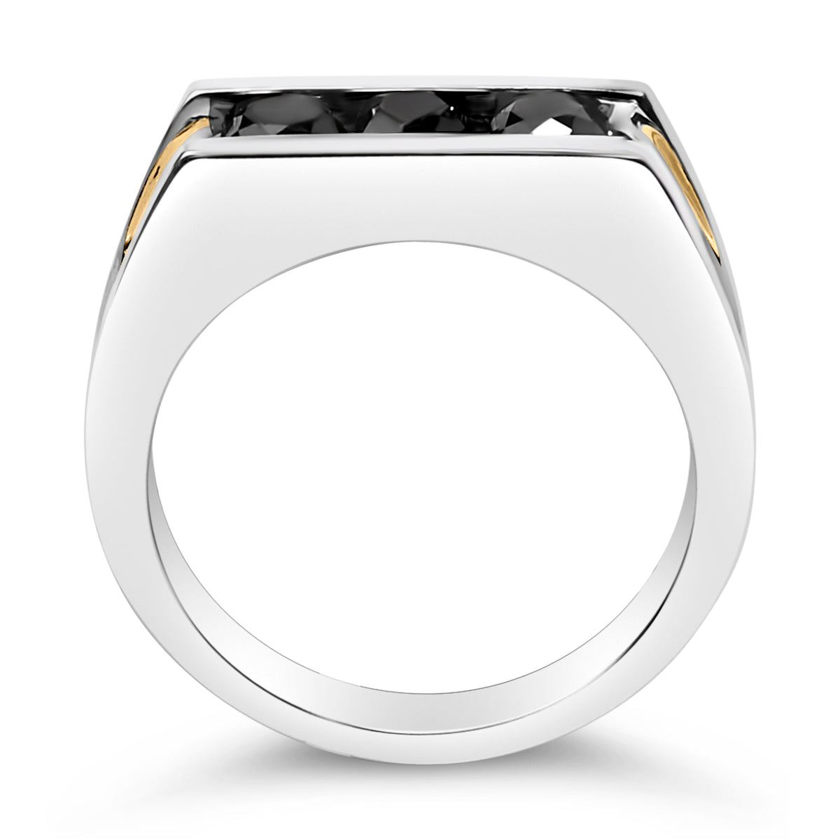 Men's 14K Yellow Gold Plated Sterling Silver 1-1/2 Cttw Black Diamond Channel Set Band Ring