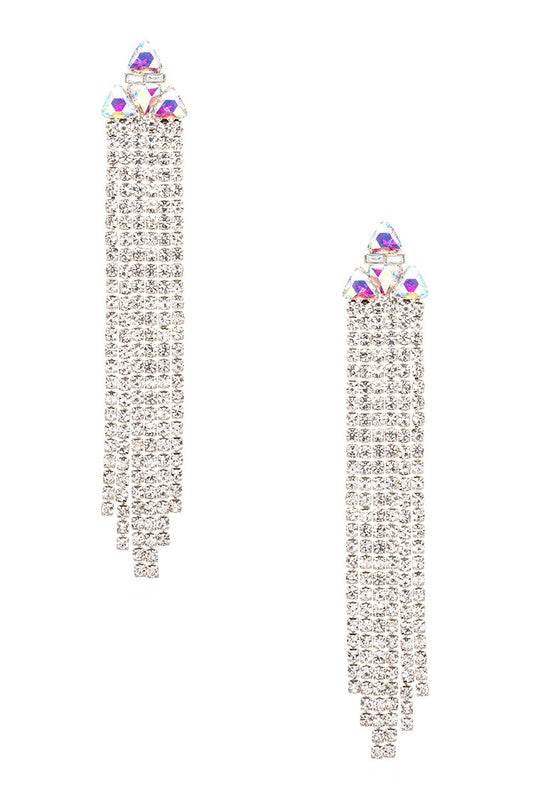 Long Rhinestone Fringe Earrings