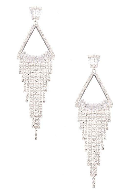 Fringe Rhinestone Drop CZ Earrings