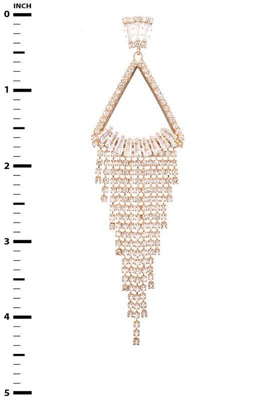 Fringe Rhinestone Drop CZ Earrings