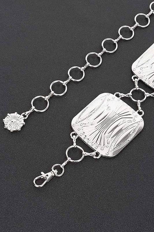 Textured Square Disk Iconic Chain Belt