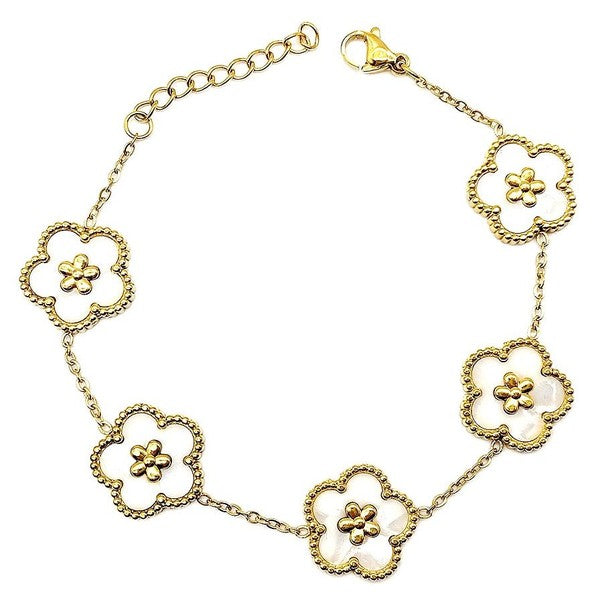 Flower Linked Stainless Steel Chain Bracelet