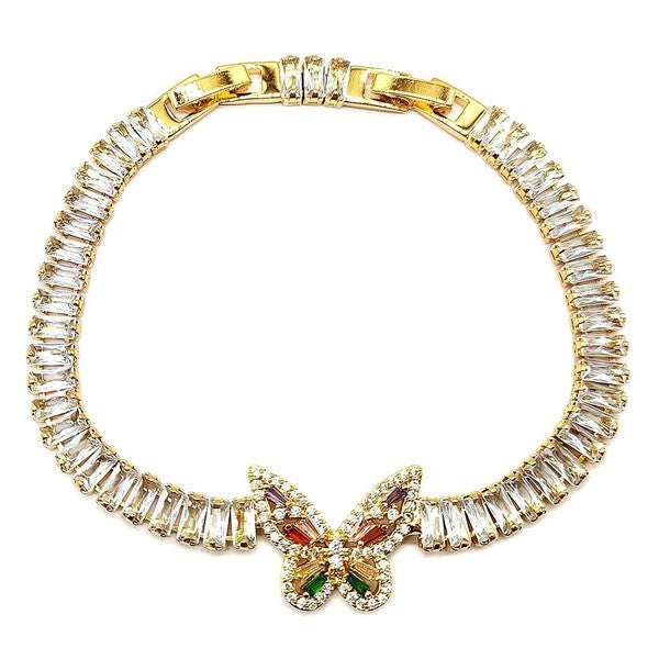 Radiant Butterfly Rhinestone Bold Tennis Bracelet