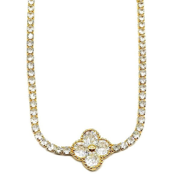 Faux Moter of Pearl Clover Tennis Bracelet