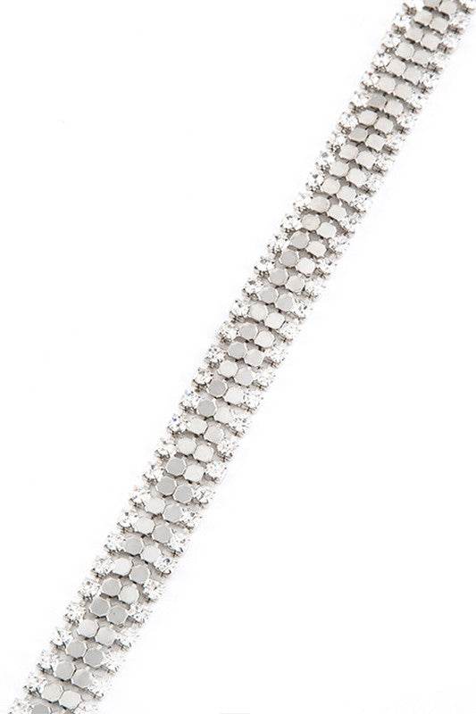 Buckle Rhinestone Mesh Belt