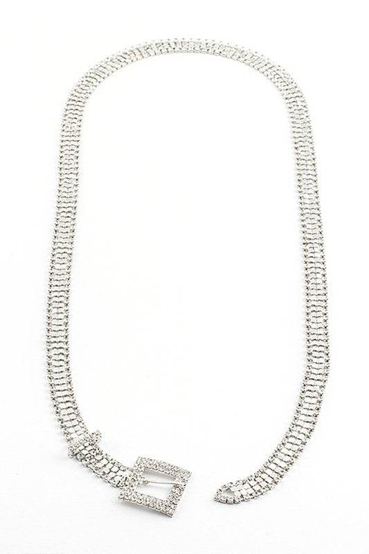 Buckle Rhinestone Mesh Belt
