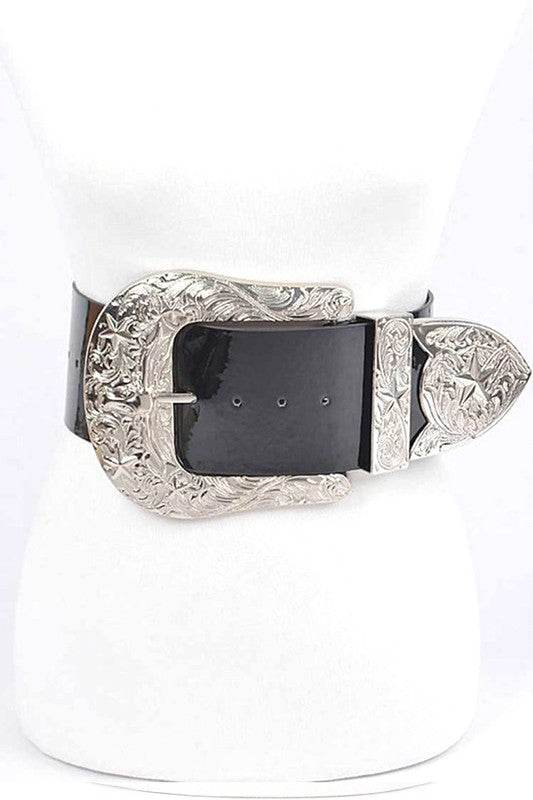 Plus Size Iconic Buckle Statement Patent Belt