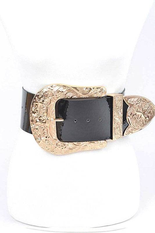 Plus Size Iconic Buckle Statement Patent Belt